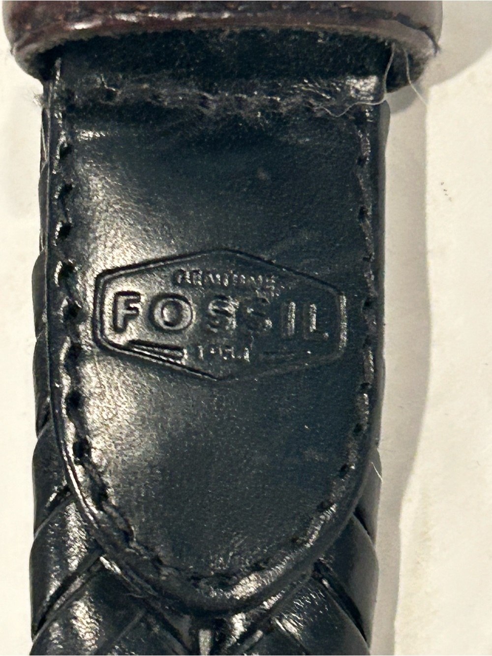 Fossil Braided Leather Belt Sz 95/38 Black Silver Tone Buckle MB3040001 - Picture 5 of 7